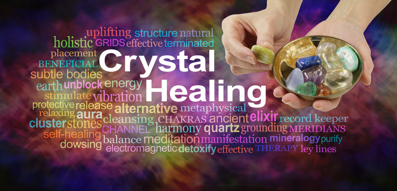 Crystal healing word cloud